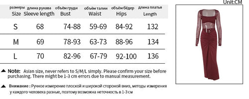 Load image into Gallery viewer, See Through Mesh Sexy Maxi Dress For Women Fashion Square Collar Long Sleeve Ruched Bodycon Club Party Long Dress
