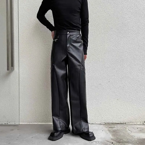 Load image into Gallery viewer, Men&#39;s Trousers New Fashionable PU Leather Wide Leg Casual Pants Korean Style Versatile Baggy Strtwear Trend Male C2993
