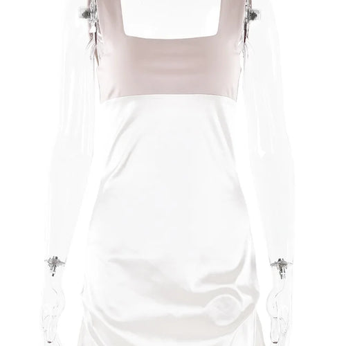 Load image into Gallery viewer, Sexy Square Neck Elastic Tight Short Skirt For Women Spliced Mini Dress 2024 Summer New Vestido Fashionable Streetwear
