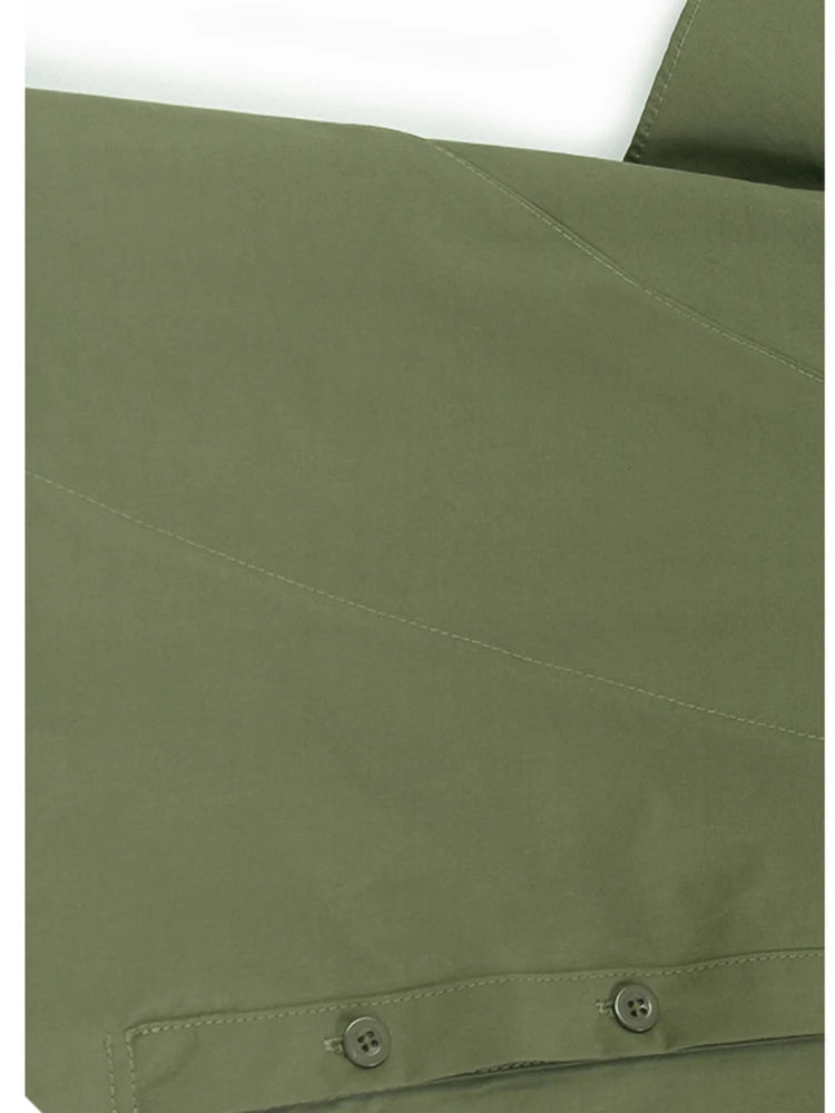 Women Green Big Size Elegant Knee-Length Shirt Dress New Stand Collar Long Sleeve Fashion Tide Spring Autumn 2025 1DJ0928