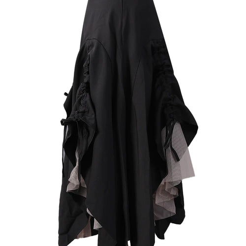 Load image into Gallery viewer, High Elastic Waist Black Drawstring Mesh Irregular A-line Half-body Skirt Women Fashion Tide New Spring Autumn 2025 2Q1136
