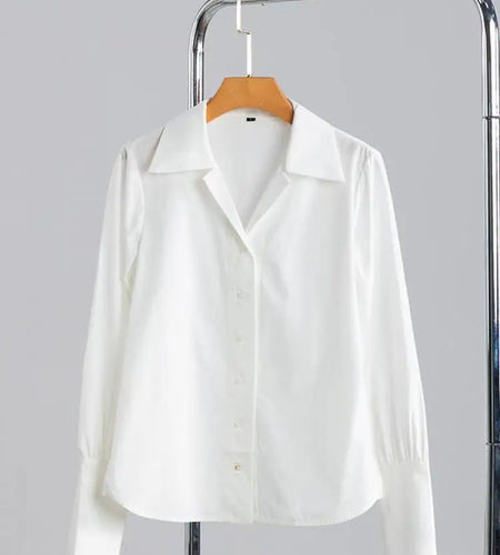 Korean Version Women White Single Breasted Shirt Autumn Winter Long Sleeve Elegant Versatile Festival Top New Streetwear Blouses