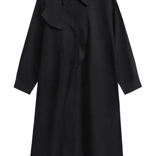 Load image into Gallery viewer, Women Purple Irregular Spliced Big Size Shirt Dress New Lapel Long Sleeve Loose Fit Fashion Spring Autumn 2025 1DH0654
