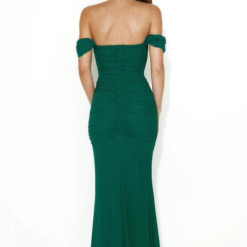 Load image into Gallery viewer, Elegant Off-shoulder Bodycon Maxi Dress Women Two Layer Mesh Fashion Strapless Backless Night Club Party Sexy Dress
