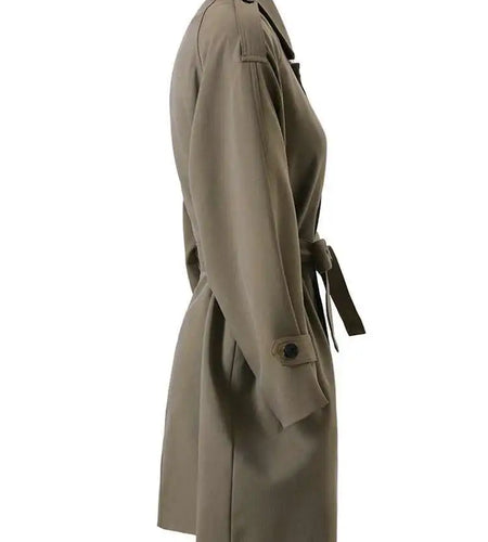 Women Brown Belted Big Size Casual Trench New Lapel Long Sleeve Windbreaker Fashion Tide Spring Autumn 2025 CPG1176