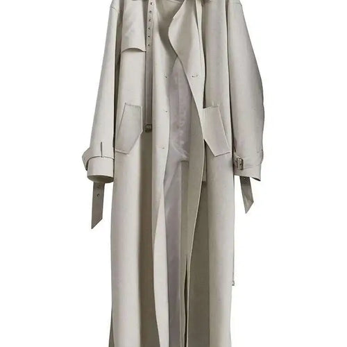 Load image into Gallery viewer, Women Beige Big Size Long Bandage Casual Trench New Lapel Long Sleeve Windbreaker Fashion Tide Spring Autumn 2025 1DH4712

