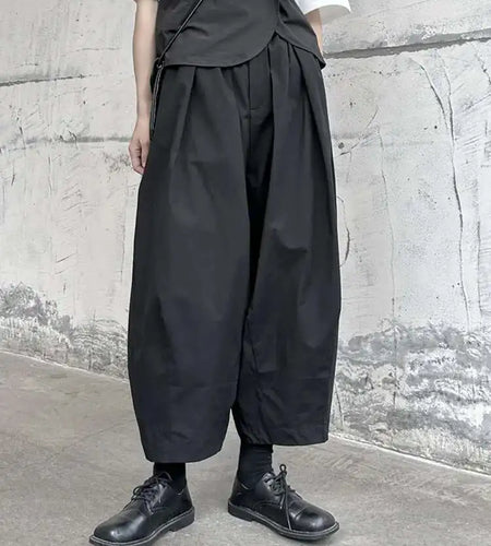 High Elastic Waist Black Pleated Long Wide Leg Pants New Loose Fit Trousers Women Fashion Tide Spring Autumn 2025 1DF9659