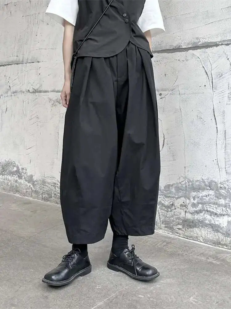 High Elastic Waist Black Pleated Long Wide Leg Pants New Loose Fit Trousers Women Fashion Tide Spring Autumn 2025 1DF9659