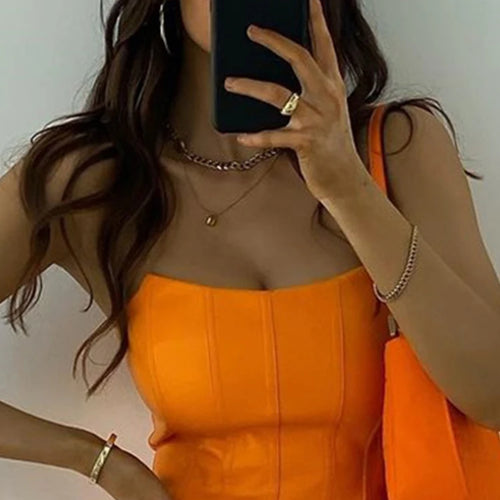 Load image into Gallery viewer, Summer Crop Top Women Fishbone Double Layer Pink  PU Leather Sexy Crop Top Fashion Lady Clubwear Party
