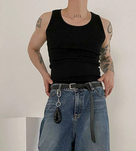 American Sport Tank Top Tide Men's Summer Solid Color Versatile Sleeveless T-shirt Male Fashion Solid Color 9A8700