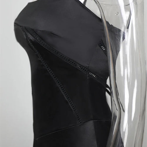 Load image into Gallery viewer, Lace-up Satin Maxi Slipdress Women Black Spaghetti Strap Sleeveless Backless Maxi Dress Femme Club Party Evening Dress
