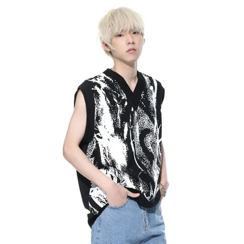 Load image into Gallery viewer, Men Vest New Fashion Korean Tie Dyed V-neck Sleeveless Vests Trendy Casual Male Top Pullover Clothing Summer 9C5144
