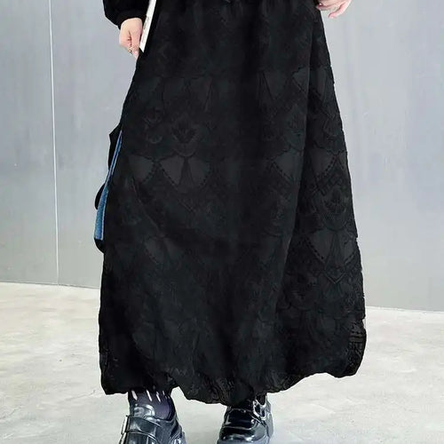 Load image into Gallery viewer, Black Lace Jacket Pocket Skirt Two Pieces Suit New Stand Collar Long Sleeve Women Fashion Tide Spring Autumn 2025 1DJ0248
