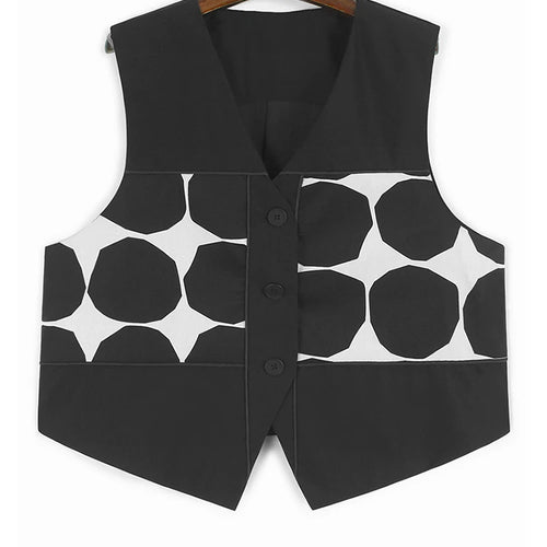 Load image into Gallery viewer, Big Size Black Dot Vest Wide Leg Pants Two Piece Suit New V-Neck Sleeveless Women Fashion Tide Spring Autumn 2025 1DJ1105
