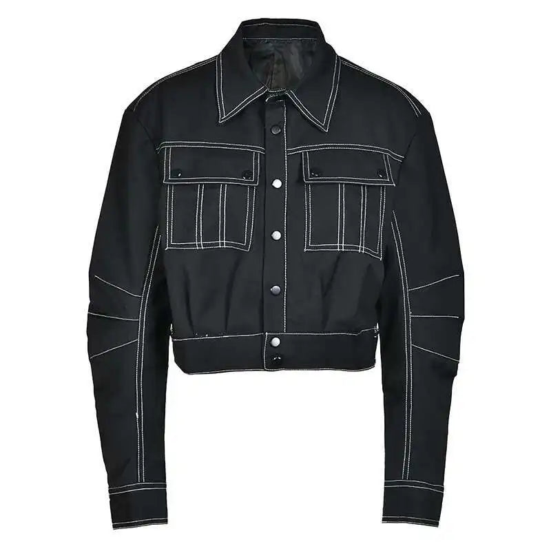 Black Jacket Big Size Wide Leg Pants Two Piece Suit New Lapel Long Sleeve Women Fashion Tide Spring Autumn 2025  CPG0425