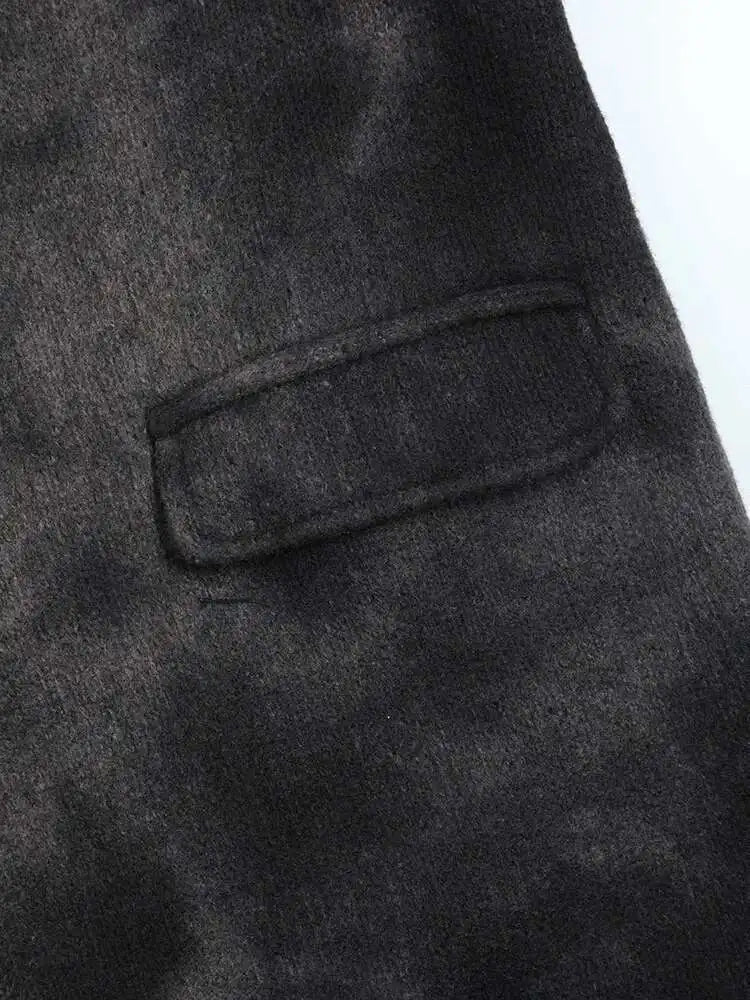 Loose Fit Black Tie Dye Big Size Thick Woolen Coat Parkas New Long Sleeve Women Fashion Tide Autumn Winter 2025 1DF3278