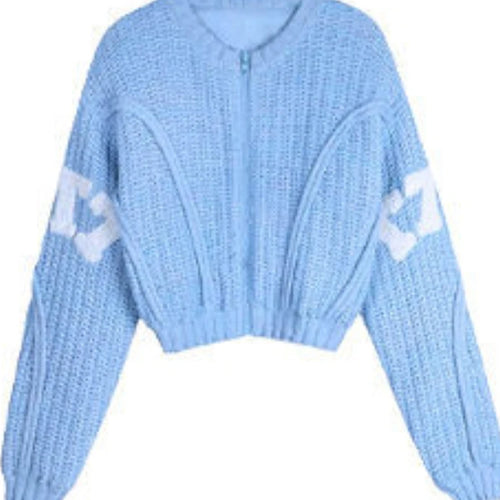Load image into Gallery viewer, Y2k Two Pieces Sets Women Blue Knitted Cropped Cardigan +High Waist Shorts Korean Streetwear 2025 Spring Autumn Outfits
