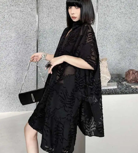 Black Jacquard Shirt Wide Leg Shorts Two Piece Suit New Lapel Short Sleeve Women Fashion Tide Spring Summer 2025 1DH5817