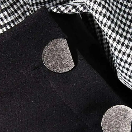 Load image into Gallery viewer, Women Black Plaid Irregular Stitch Big Size Dress New V-Neck Long Sleeve Loose Fit Fashion Tide Spring Autumn 2025 JG892
