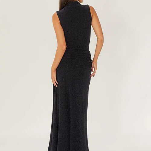 Load image into Gallery viewer, Sexy Shiny Women's Long Dress Slim Fit Party Evening Woman Dress Female Pleated Ribbon Sleeveless Vesidos Autumn 2023
