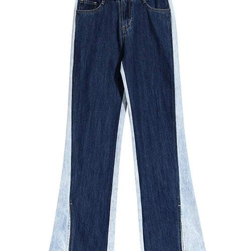 Load image into Gallery viewer, Blue Contrast Color Split Joint Long Wide Leg Jeans New High Waist Loose Women Trousers Fashion Spring Autumn 2025 1T276
