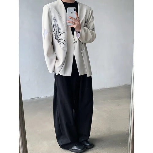 Load image into Gallery viewer, Male Suit Coat New Chinese Orchid Embroidery Decoration Single Breasted Trendy Handsome Men's Casual Clothing 9W1702
