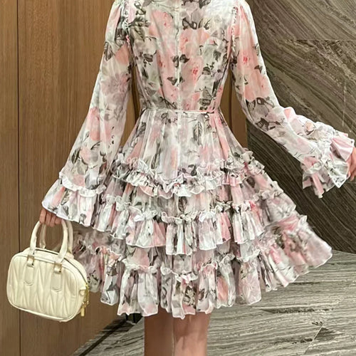 Load image into Gallery viewer, Hit Color Spliced Lace Up Slimming Dresses For Womne O Neck Long Sleeve High Waist Temperament Dress Female Fashion
