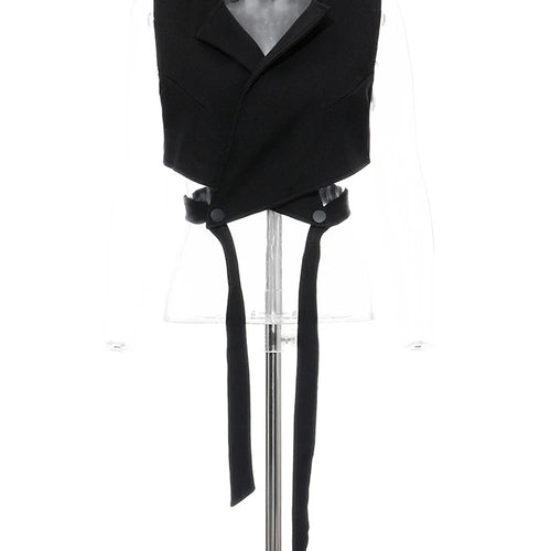 Load image into Gallery viewer, Women Black Bandage Vest Two Piece Blouse New Lapel Long Sleeve Loose Fit Shirt Fashion Tide Spring Autumn 2025 JR675
