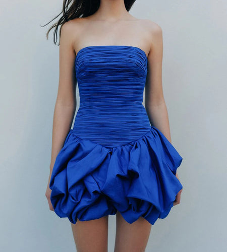 Hit Color Printing Slimming Dresses For Women Strapless Sleeveless High Waist Temperament Dress Female Fashion New