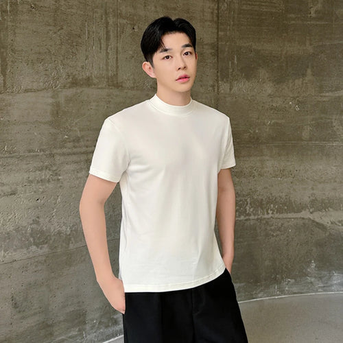 Load image into Gallery viewer, Men&#39;s T-shirt Korean Style Personalized Slim Fit High Elastic Half High Collar Short Sleeve Versatile Clothing 9C5788
