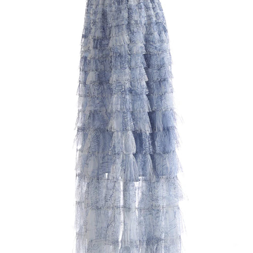 Load image into Gallery viewer, High Elastic Waist Blue Tie Dye Mesh Layers Cake Half-body Skirt Women Fashion Tide New Spring Autumn 2025 1DJ1140
