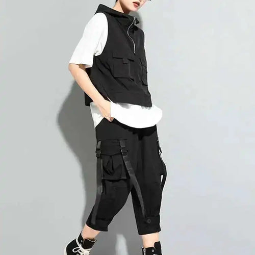 Load image into Gallery viewer, High Elastic Waist Black Bandage Pockets Casual Pants New Loose Fit Trousers Women Fashion Tide Spring Autumn 2025 1DF4764
