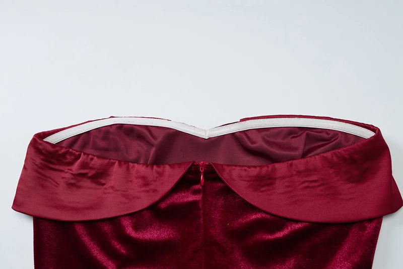 Velvet Off-shoulder Strapless Sexy Mini Dress For Women Robe Fashion Backless Sleeveless Club Party Dress Elegant