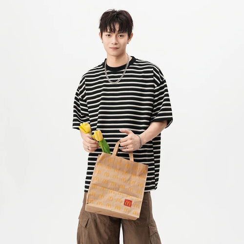 Load image into Gallery viewer, Men's T-shirts New Summer Fashion Striped Design Round Neck Short Sleeve Trendy Clothing Male Causal Pullover Tees 9W1666
