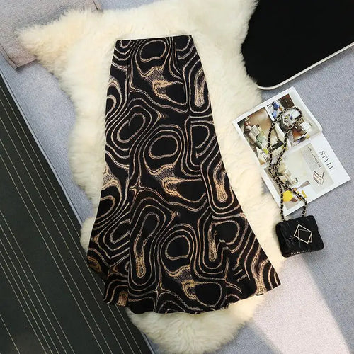Load image into Gallery viewer, Vintage Women Fashion Bohemian Printed Slim Zipper Long Skirt Ladies Summer French High Waist Party Wrapped Hip Fishtail Skirts
