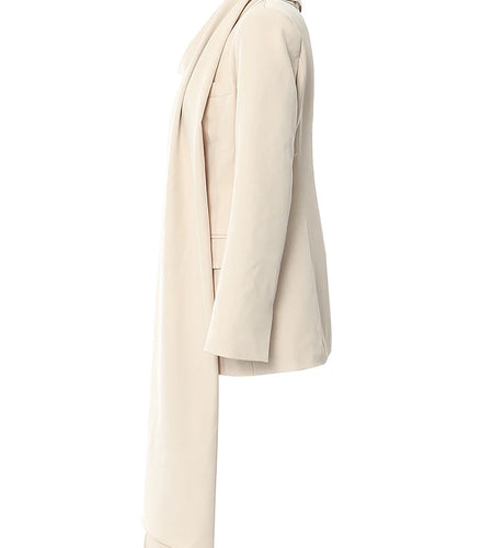 Women Apricot Irregular Big Size Elegant Blazer New Scarf Collar Long Sleeve Jacket Fashion Spring Autumn 2025 1DH4167