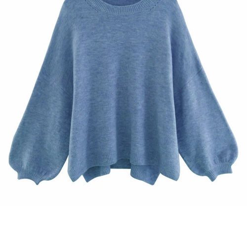 Load image into Gallery viewer, Blue Big Size Casual Knitting Sweater Round Neck Long Sleeve Women Pullovers New Fashion Tide Spring Autumn 2025 1DH6451
