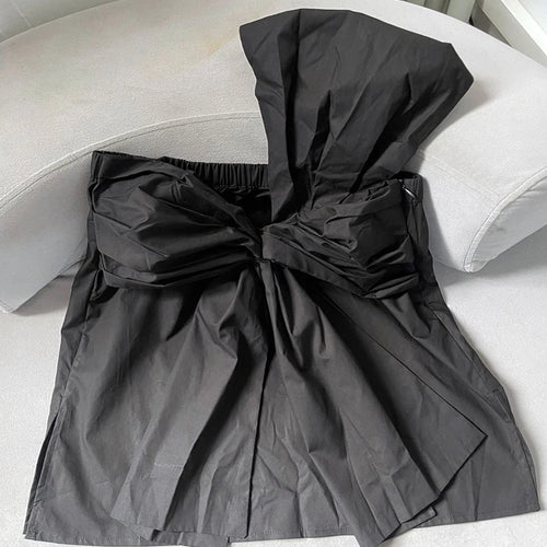 Load image into Gallery viewer, Women Apricot Bow Spliced Elegant Blouse New Skew Collar Short Sleeve Shirt Fashion Tide Spring Summer 2025 1DJ1488
