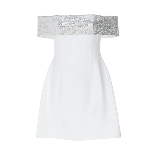 Load image into Gallery viewer, Off-shoulder Sequins Strapless Sexy Mini Dress Women Fashion Sleeveless Backless Sparkle High Waist Club Sexy Dress
