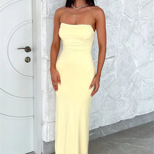 Load image into Gallery viewer, Strapless Backless Lace-up Maxi Dress For Women Summer New Off-shoulder Sleeveless Bodycon Club Party Long Dress
