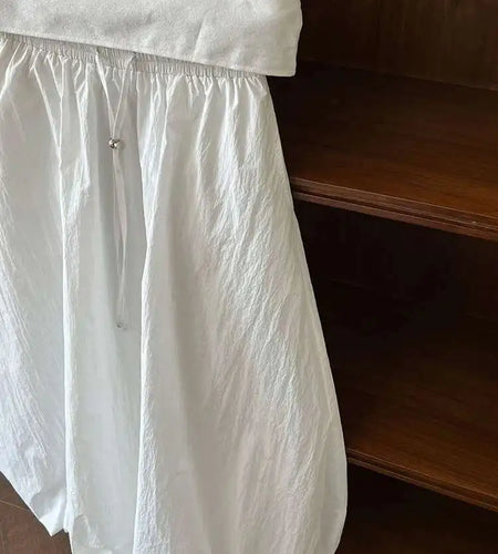 High Elastic Waist White Drawstring Shaped Casual Bud Half-body Skirt Women Fashion Tide New Spring Autumn 2025 1DH9556