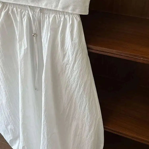 Load image into Gallery viewer, High Elastic Waist White Drawstring Shaped Casual Bud Half-body Skirt Women Fashion Tide New Spring Autumn 2025 1DH9556
