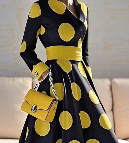 Women's 1950s Vintage Polka Dot Audrey Long Dress Autumn 2025 Long Sleeve Party Cocktail Elegant Maxi Dress for Woman