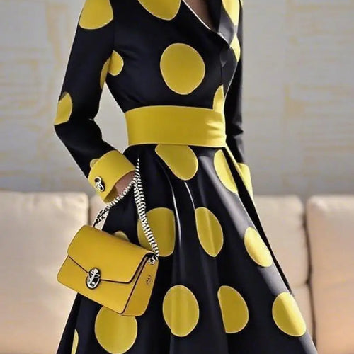 Load image into Gallery viewer, Women&#39;s 1950s Vintage Polka Dot Audrey Long Dress Autumn 2025 Long Sleeve Party Cocktail Elegant Maxi Dress for Woman
