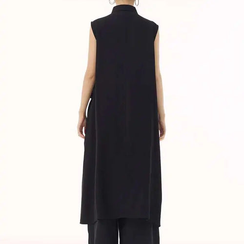 Load image into Gallery viewer, Women Khaki Irregular Spliced Big Size Midi Shirt Dress New Lapel Sleeveless Fashion Tide Spring Summer 2025 1DH9434
