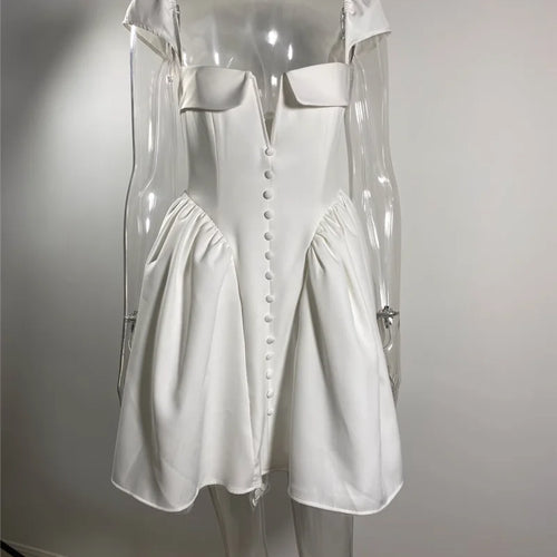 Load image into Gallery viewer, White Backless Sexy Mini Dress For Women Fashion Square Collar Short Sleeve High Waist A-line Club Party Sexy Dress
