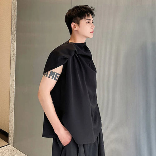 Load image into Gallery viewer, Ribbon Sleeveless Vest Men&#39;s Summer Temperament Solid Color Round Neck Shirt Fashion Trend Top Pullover Male 9C5515
