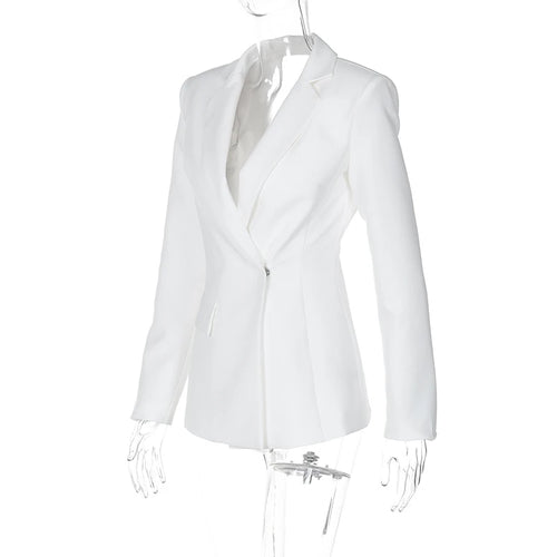 Load image into Gallery viewer, Autumn Long Sleeve Blazer Women Fashion Notched Collar Backless Pocket Suit Jacket Ladies Winter Elegant Blazers
