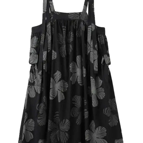Load image into Gallery viewer, Women Black Pattern Printed Big Size Strap Dress New Square Collar Sleeveless Fashion Tide Spring Autumn 2025 1DH4956

