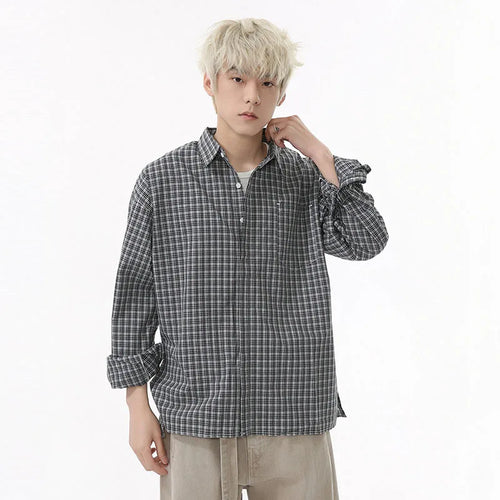 Load image into Gallery viewer, Plaid Men's Long Sleeve Shirts New Korean Design Lapel Casual Pocket Decoration Male Clothing Summer Fashion Tide 9W1591
